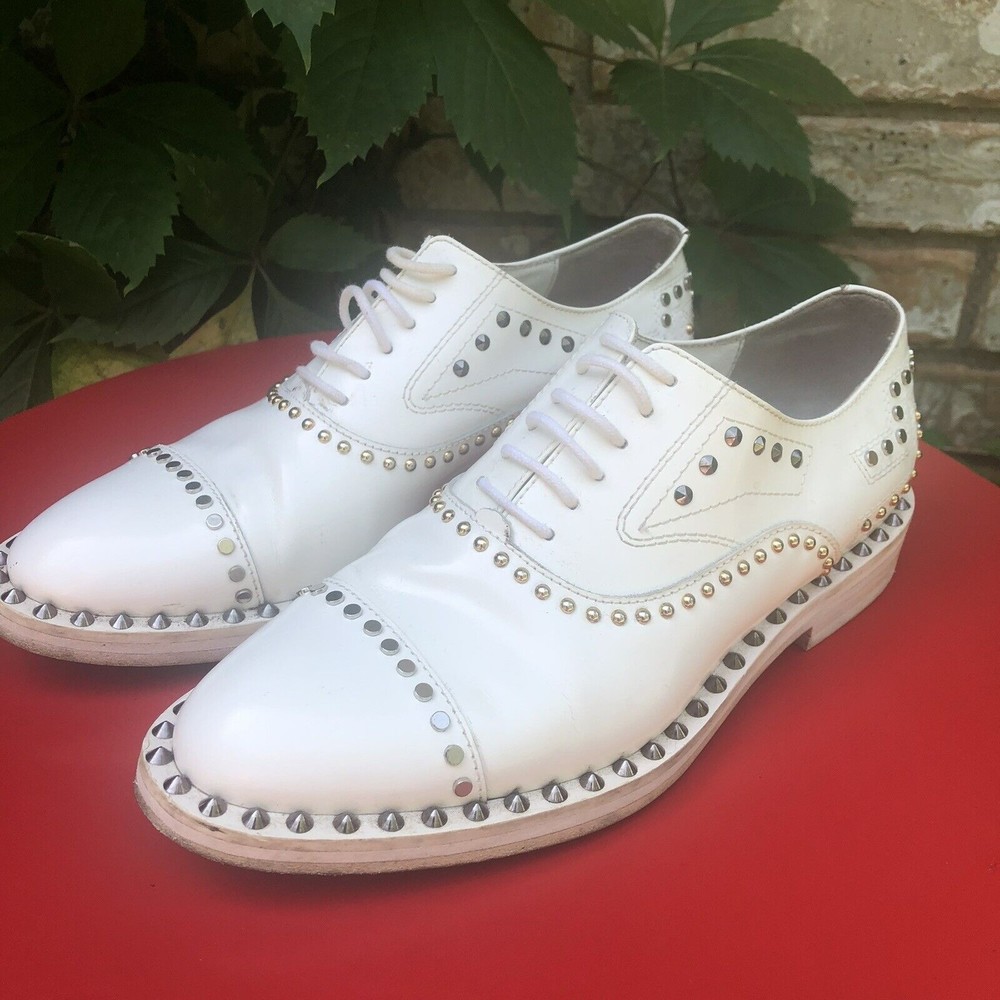 Rare Zadig & Voltaire "Youth Clous" Derby White Studded Formal Shoes Size 36